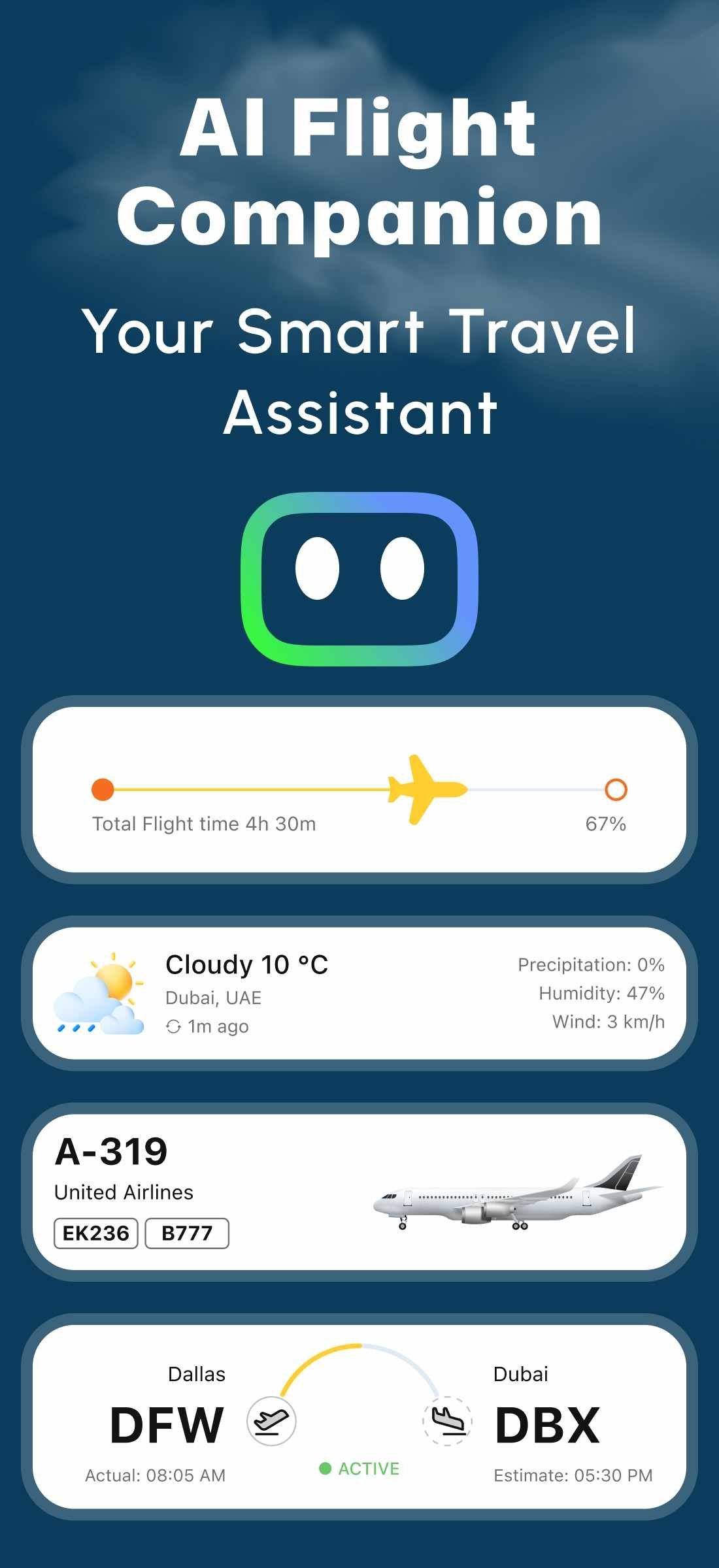 AI Flight Companion app screen