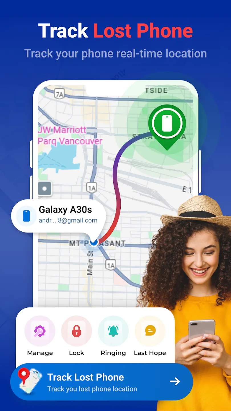 Track Lost Phone app screen